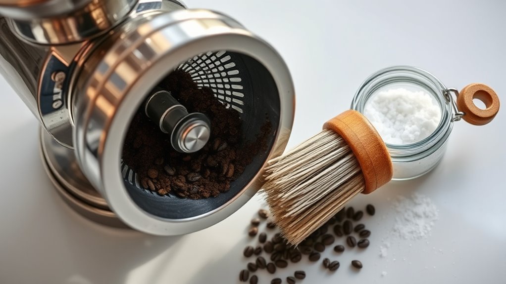 clean coffee grinder regularly