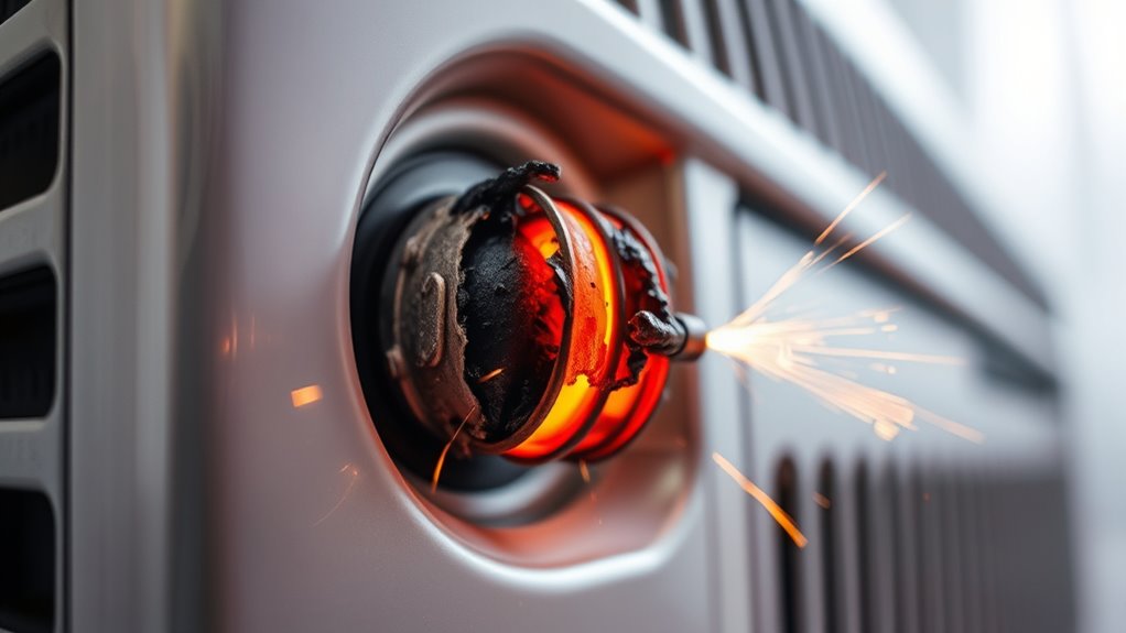 damaged heating element causes trips