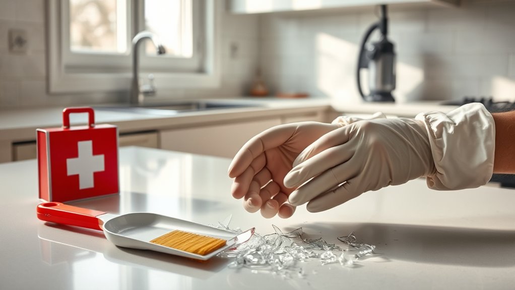 handle broken glass safely