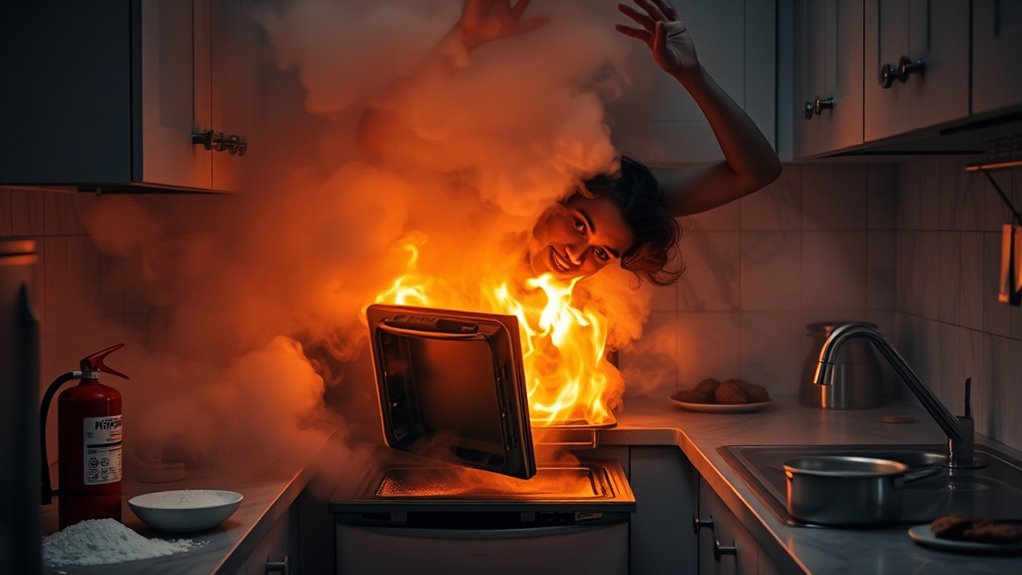 handle oven fires safely