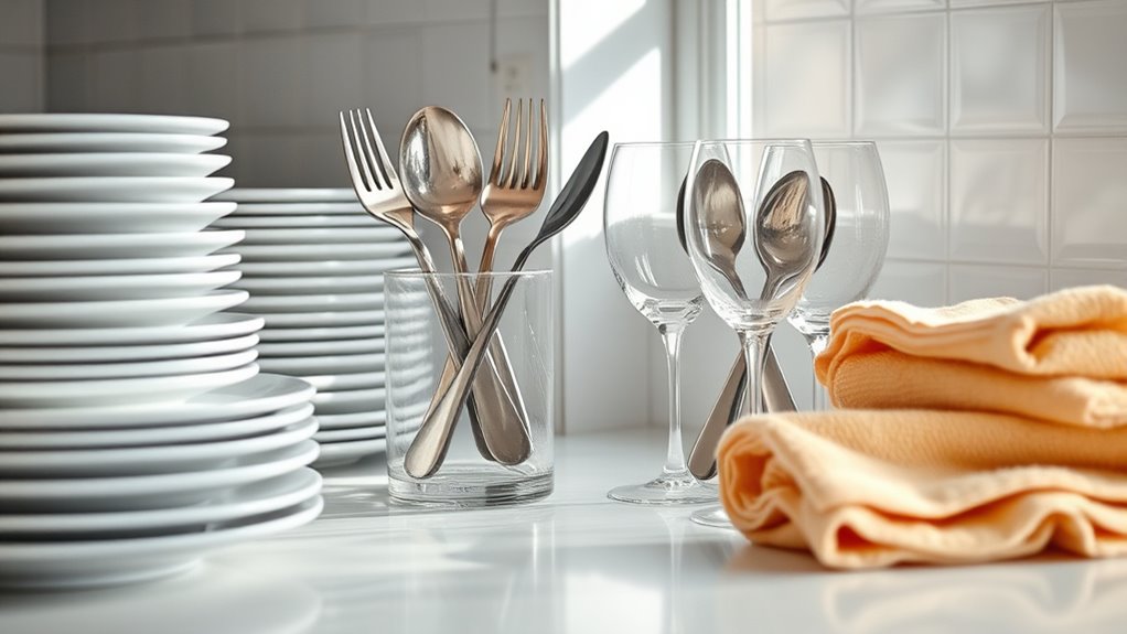 organize dishes and utensils