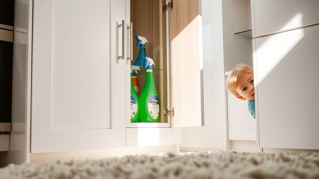 secure and store cleaning supplies