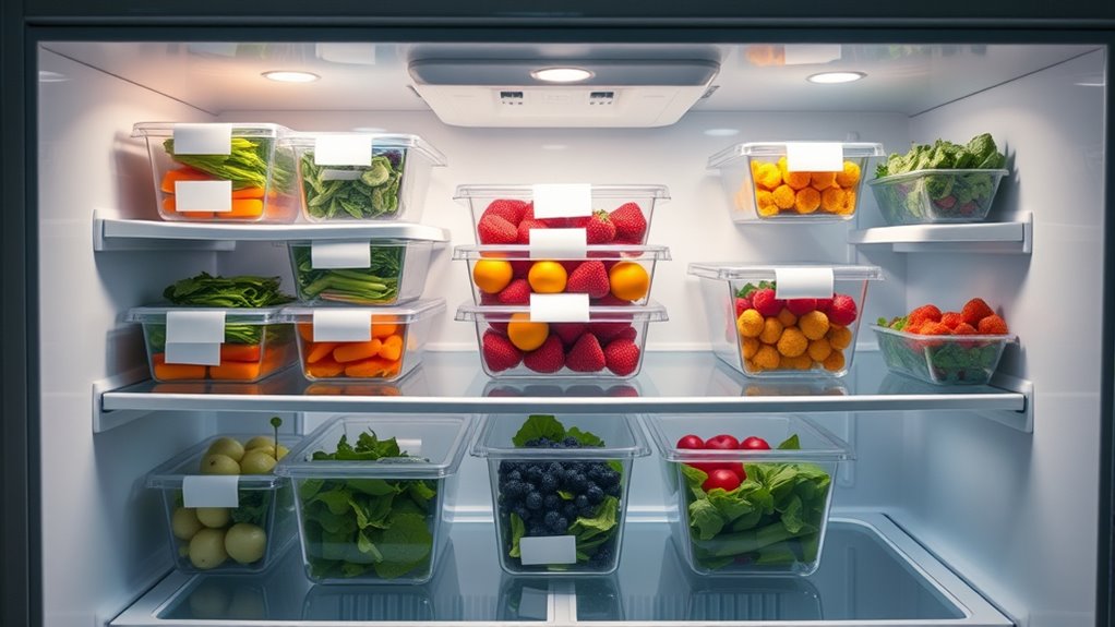 use clear labeled containers