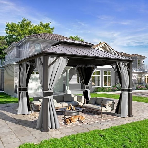 UDPATIO 10x12 Hardtop Aluminum Gazebo with Curtains