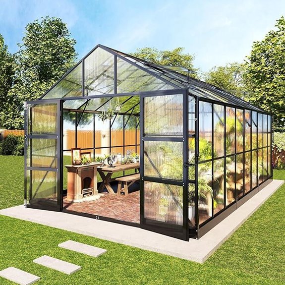 AMERLIFE 10x18ft Polycarbonate Greenhouse with Vents