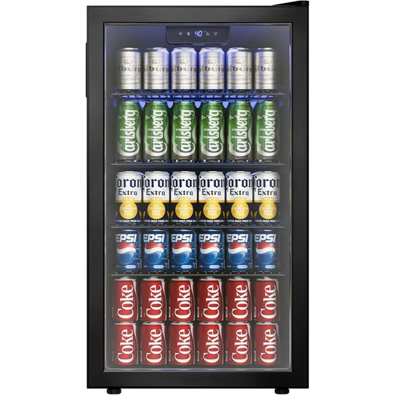 Beverage Cooler 126 Can Mini Fridge with Glass Door