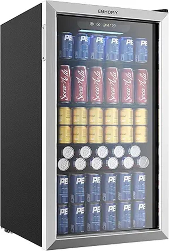 EUHOMY 130 Can Beverage Cooler with Glass Door