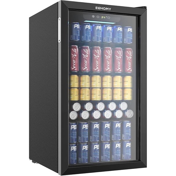 EUHOMY Beverage Cooler 130 Can Mini Fridge Black