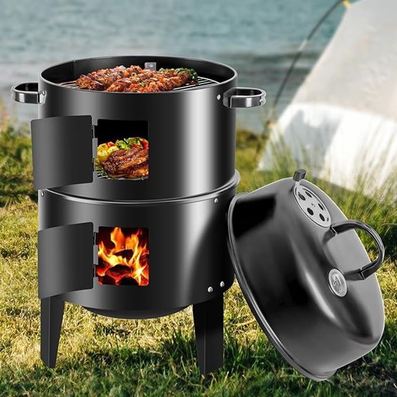 17-Inch 3-in-1 Charcoal BBQ Smoker & Grill