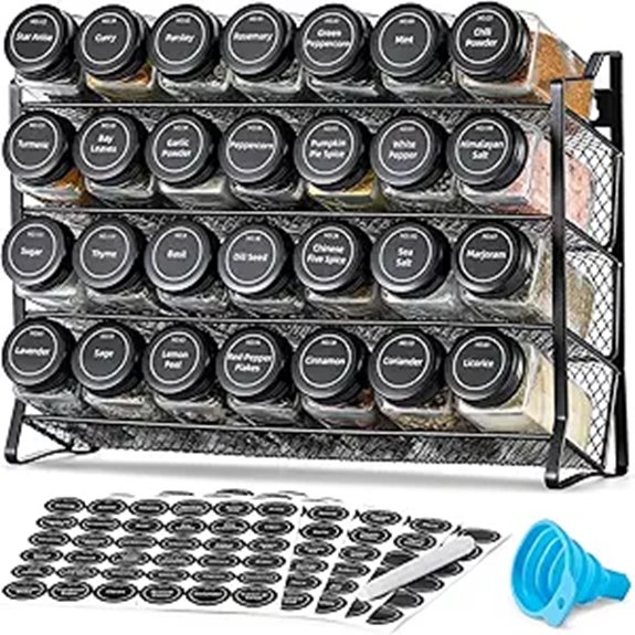 AOZITA Spice Rack Organizer with 28 Jars and Labels