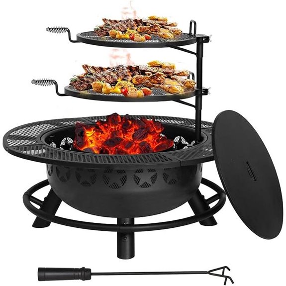 Hykolity 35-Inch Fire Pit with Grill and Cover