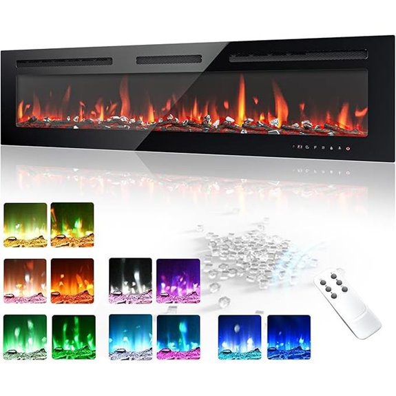 EUHOMY 60-Inch Recessed & Wall Mount Electric Fireplace