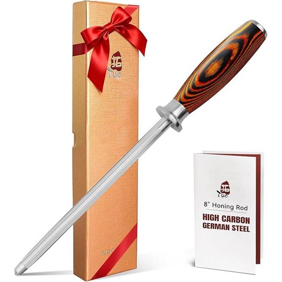 TUO 8-Inch Sharpening Steel with Ergonomic Handle