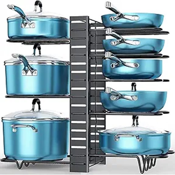 ORDORA 8-Tier Adjustable Pot Organizer for Cabinets