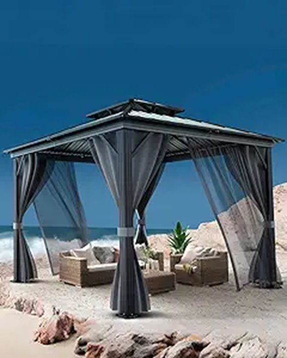 GarveeLife 8x8 Outdoor Gazebo with Netting and Curtains