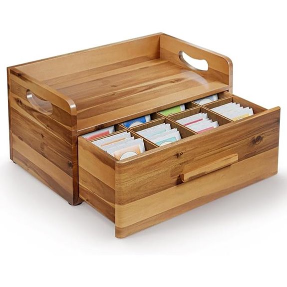 Tinamo Acacia Tea Box with Drawer and Containers