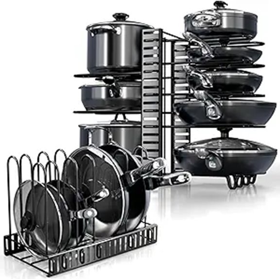 8-Tier Adjustable Pot and Pan Organizer Rack