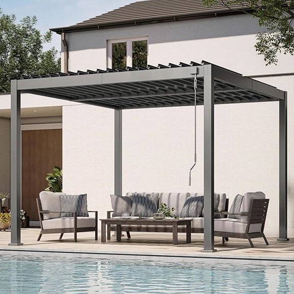Louvered Aluminum Pergola 10x10 with Adjustable Roof