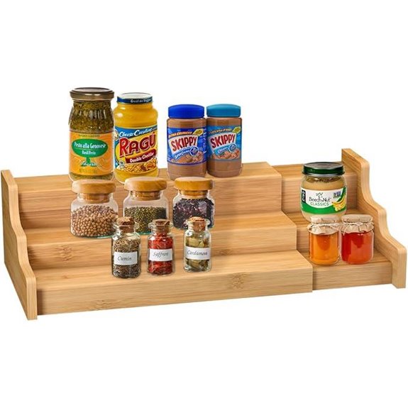 Expandable 3-Tier Bamboo Spice Rack Organizer