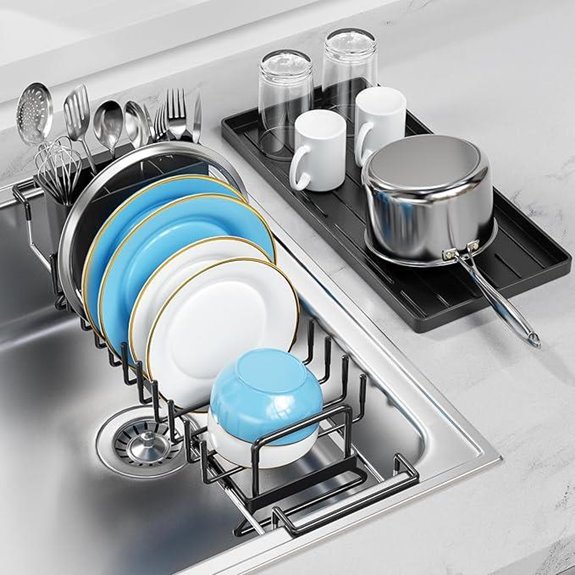 Expandable Small Dish Drying Rack with Silicone Tray