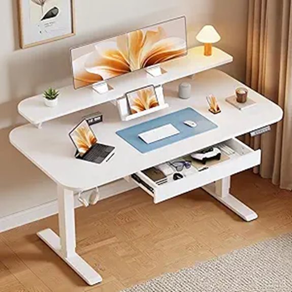 GTPLAYER Height Adjustable Standing Desk with Drawers