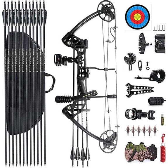 Compound Bow with Adjustable Draw Weight and Accessories