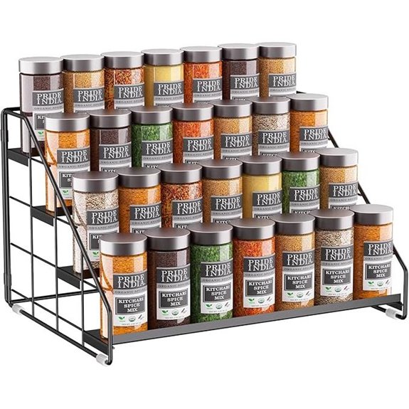 4-Tier Adjustable Spice Rack Organizer for Pantry