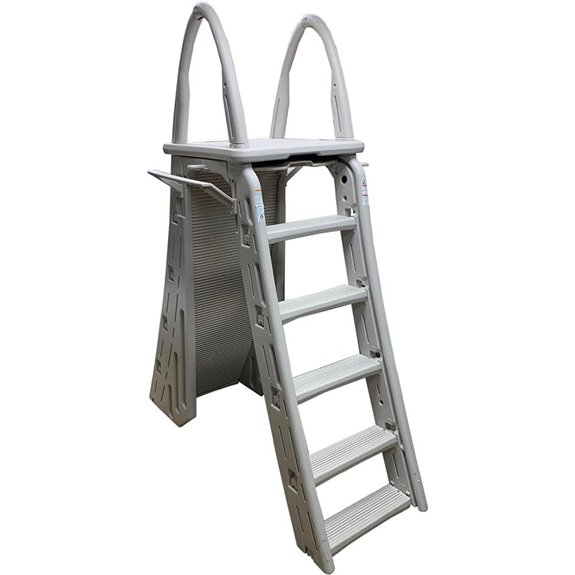 Adjustable A-Frame Pool Ladder with Safety Barrier