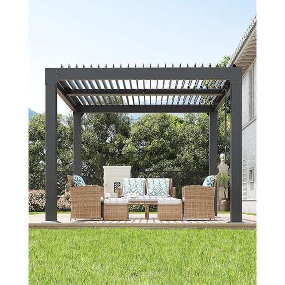 GarveeLife 10x10 Louvered Pergola with Adjustable Roof
