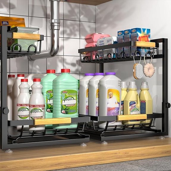 2-Pack Adjustable Under Sink Organizer Shelves