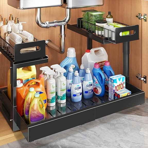 Expandable Under Sink Organizer with Sliding Drawers