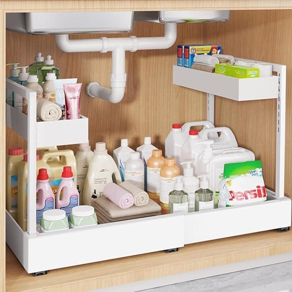 Expandable Under Sink Organizer with Slide Rails