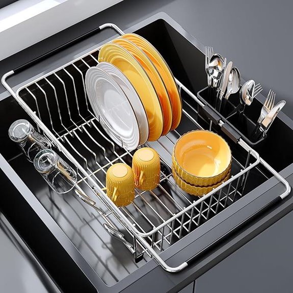 Expandable Stainless Steel Sink Dish Drainer Rack