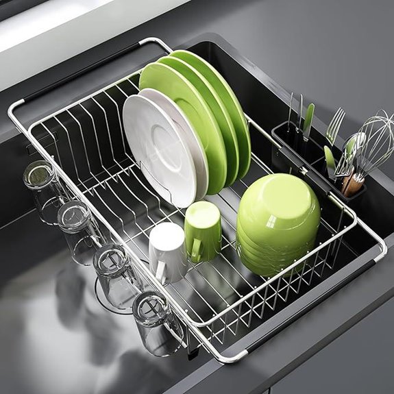 JASIWAY Expandable Stainless Steel Dish Drying Rack