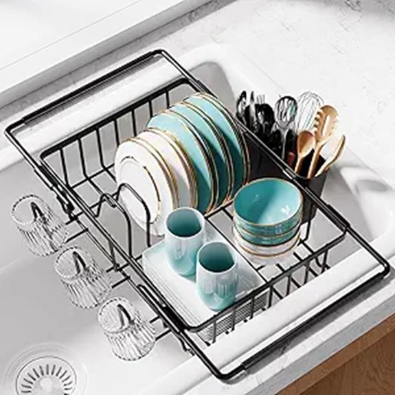 Expandable Stainless Steel Dish Drying Rack in Sink