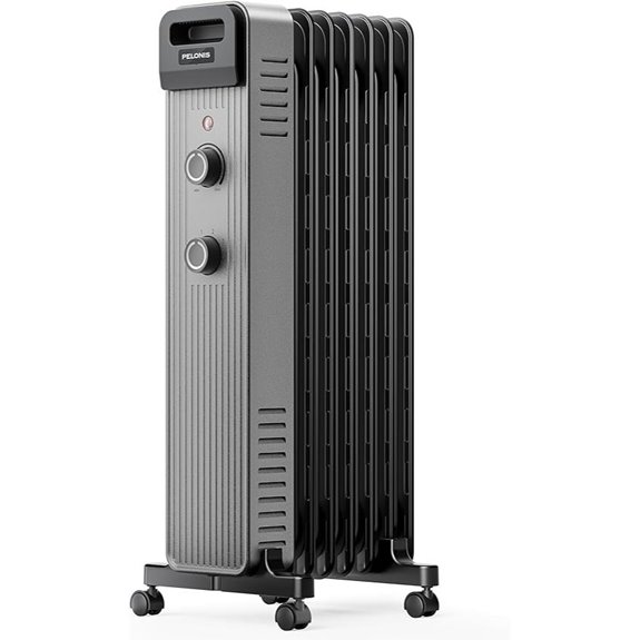 Pelonis Oil Filled Radiator Heater with Adjustable Thermostat