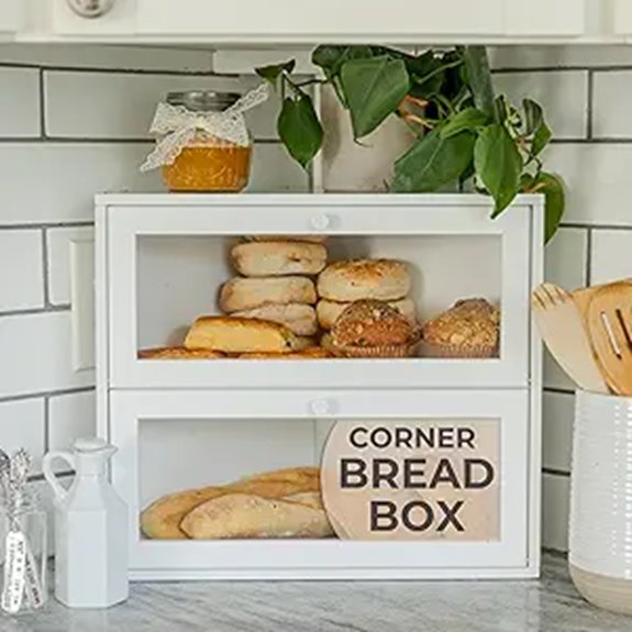 Airtight Corner Bread Box for Kitchen Countertop