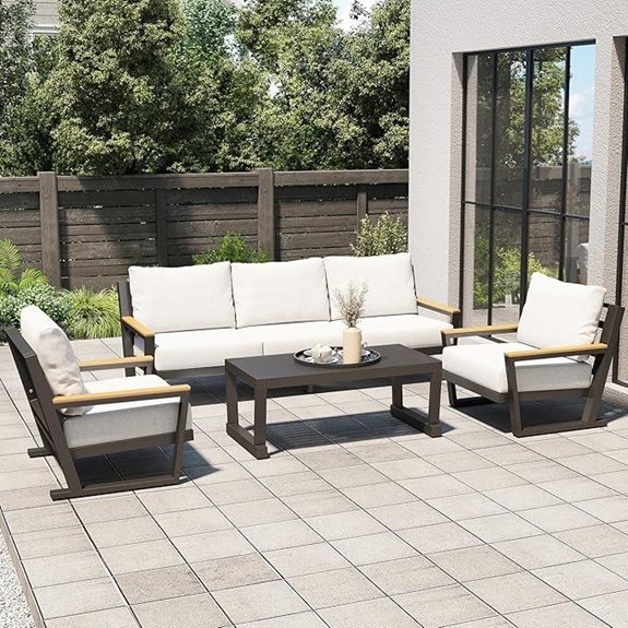 Aluminum Outdoor Sofa Set with Cushions and Coffee Table