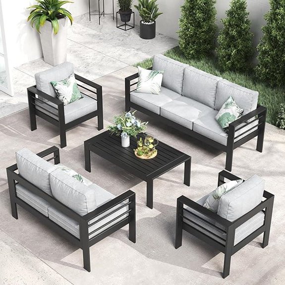 LayinSun Outdoor Aluminum 5-Piece Patio Furniture Set
