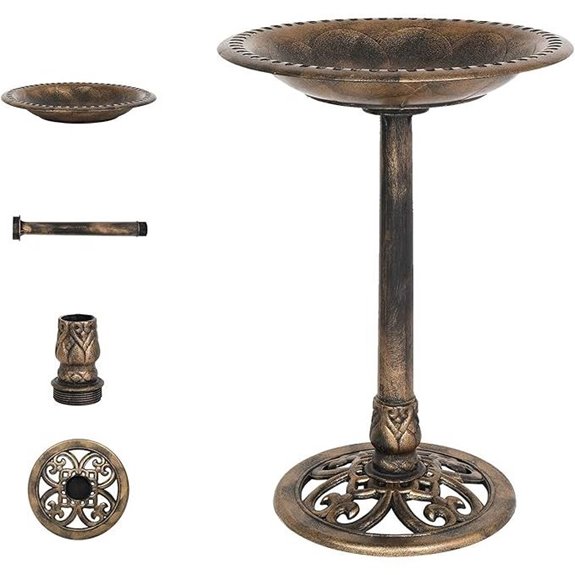 VINGLI Pedestal Bird Bath with Antique Copper Finish
