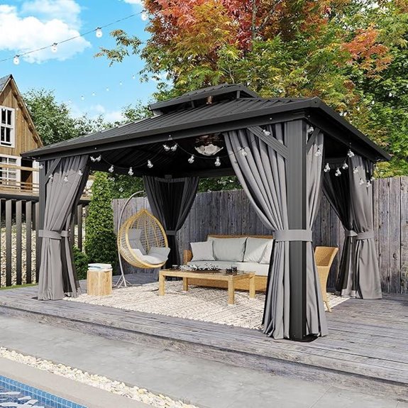 Aoxun 12'x14' Aluminum Gazebo with Curtains