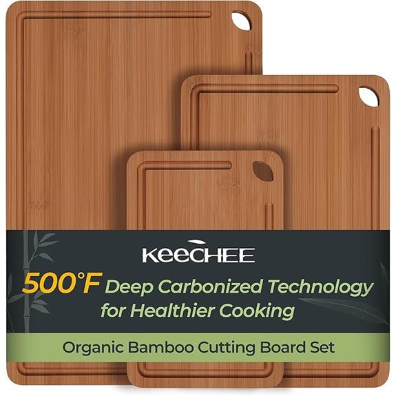 Bamboo Cutting Board with Handles and Juice Grooves