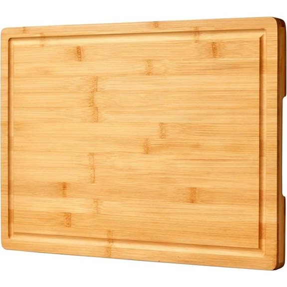Bamboo Cutting Board with Handles and Juice Grooves