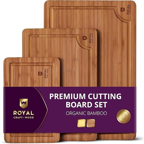 Royal Craft Wood Bamboo Cutting Boards Set (3 Pcs)
