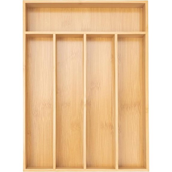 bamboo drawer silverware organizer