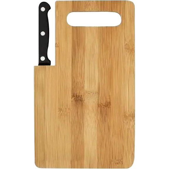 Bamboo Cutting Board with Handle and Knife