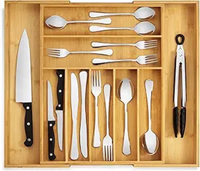 bamboo silverware drawer organizer