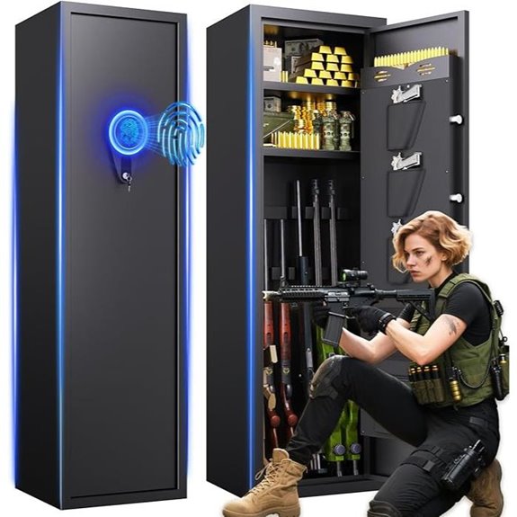 Biometric Fireproof Gun Safe with Alarm and Shelf