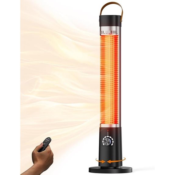 Infrared Patio Heater 1500W Oscillating Remote Black