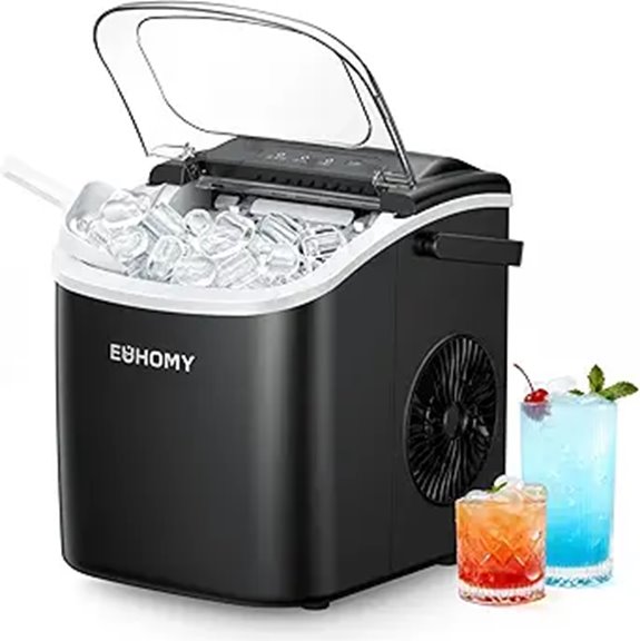 EUHOMY Countertop Ice Maker with Handle (Black)